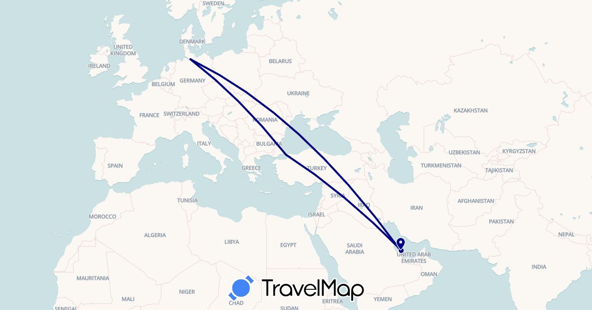 TravelMap itinerary: driving in Germany, Qatar, Turkey (Asia, Europe)